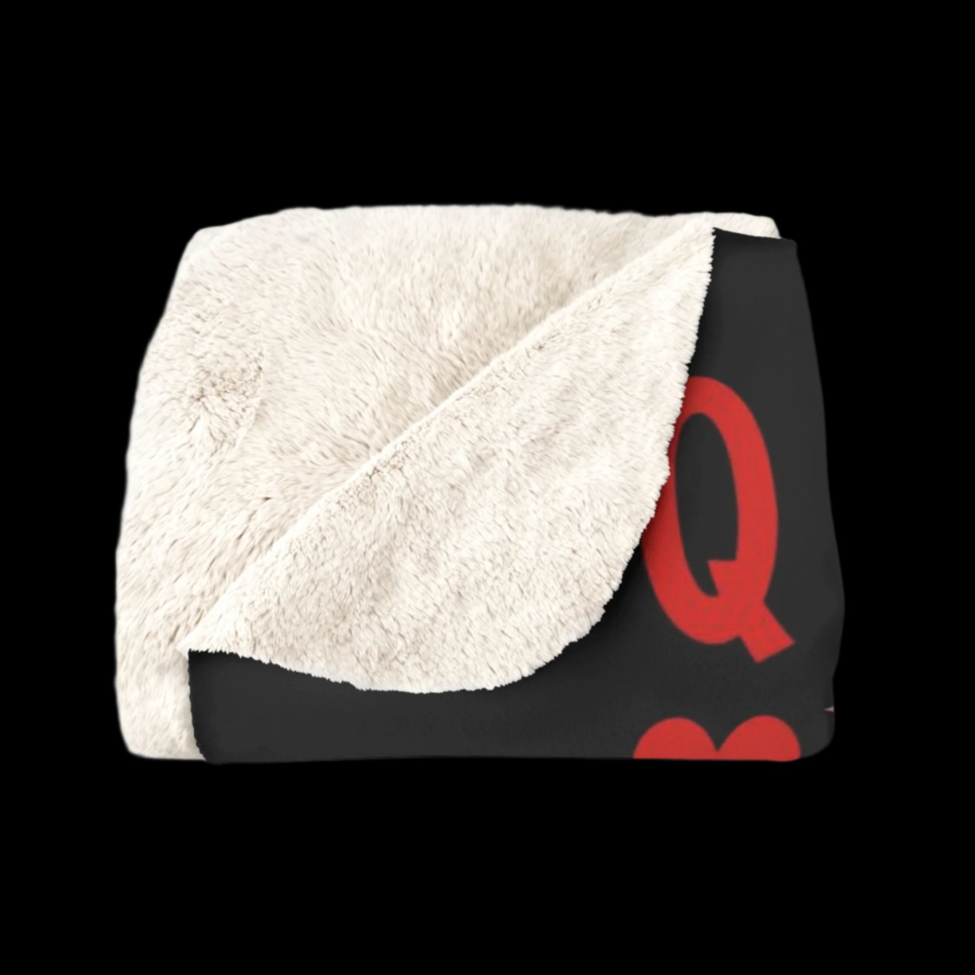 LOVE Black Playing Card Blanket Folded